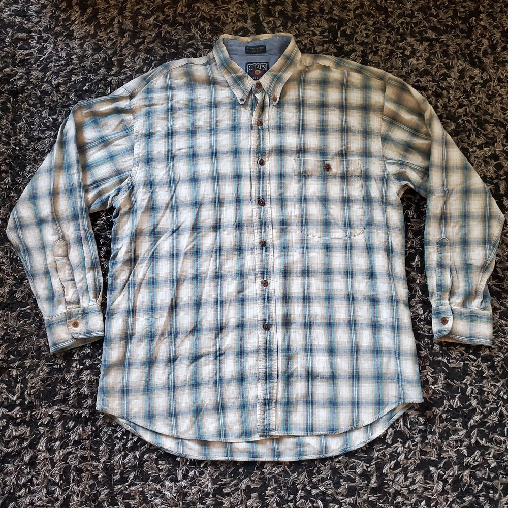 Vtg Chaps Ralph Lauren Button Down Shirt Plaid XL